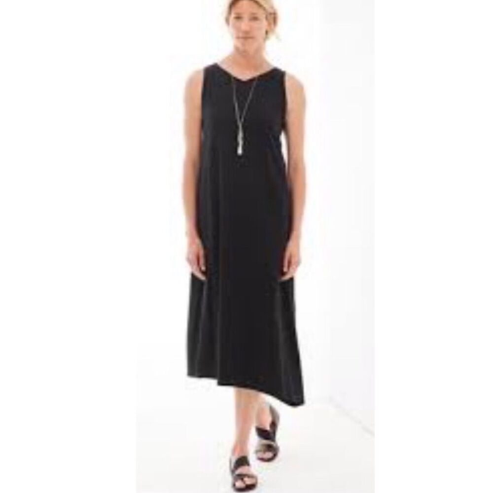 J. Jill Pure Jill Womens Linen Sleeveless V-Neck Asymmetrical Dress Taupe Medium